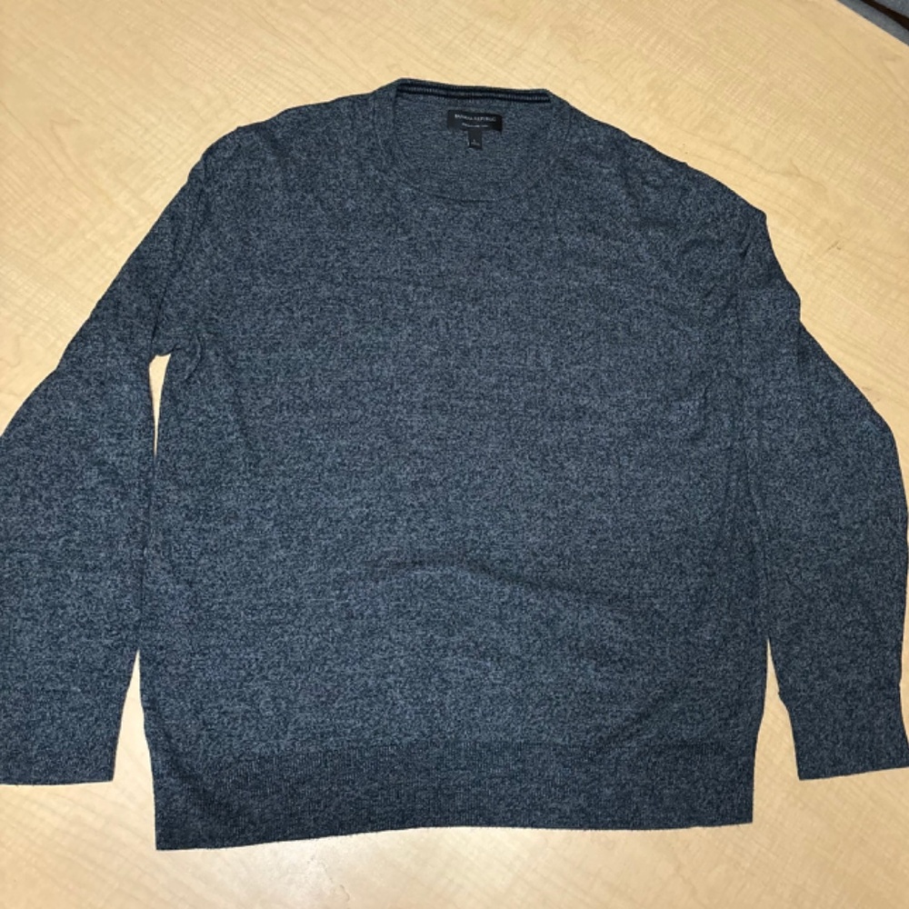 Men's Banana Republic Knit Blue Sweater Pullover Cotton Rayon Silk Long Sleeve